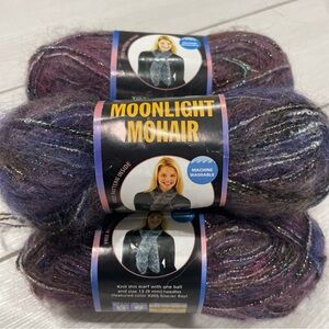 Lot of 5 Moonlight Mohair Lion Brand NTW Yarn - Purple Mountains
